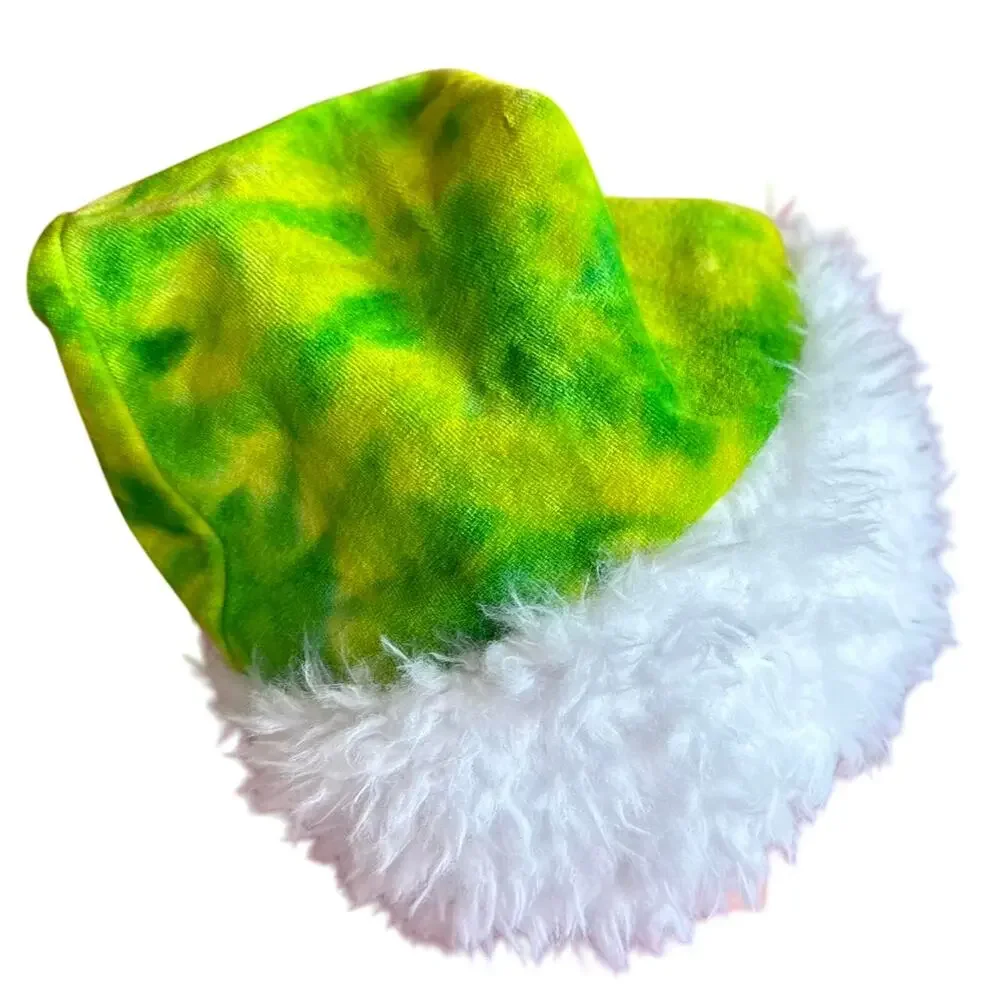 Santa Hat Handcrafted Tie-Dye Christmas Holiday Party Green Grinch Brand New